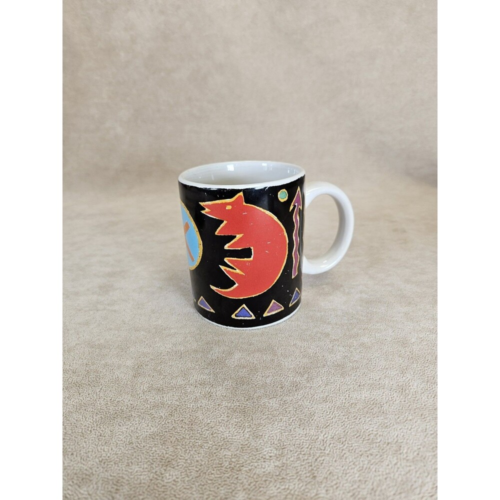 Vintage Buon Giorno Abstract Red Animal Southwestern Ceramic Coffee Mug Pop Art